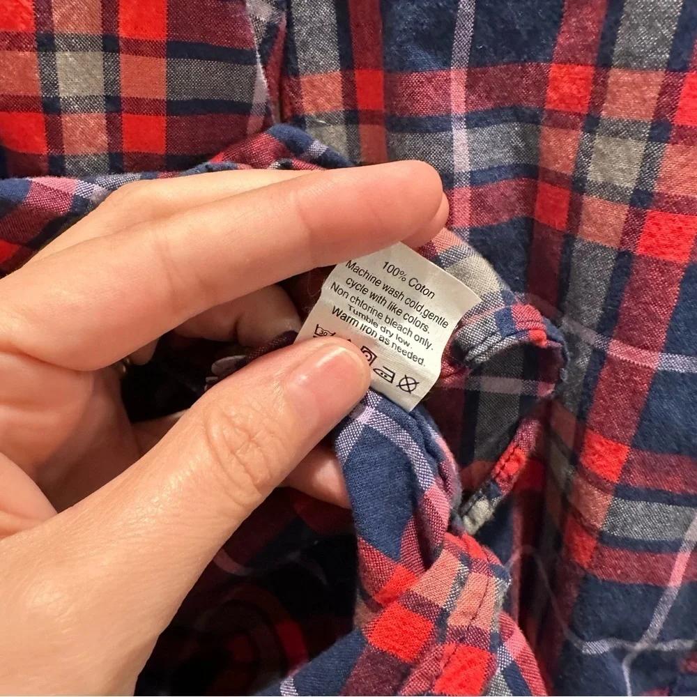 J. Crew Red and Blue Boy Fit Plaid Shirt